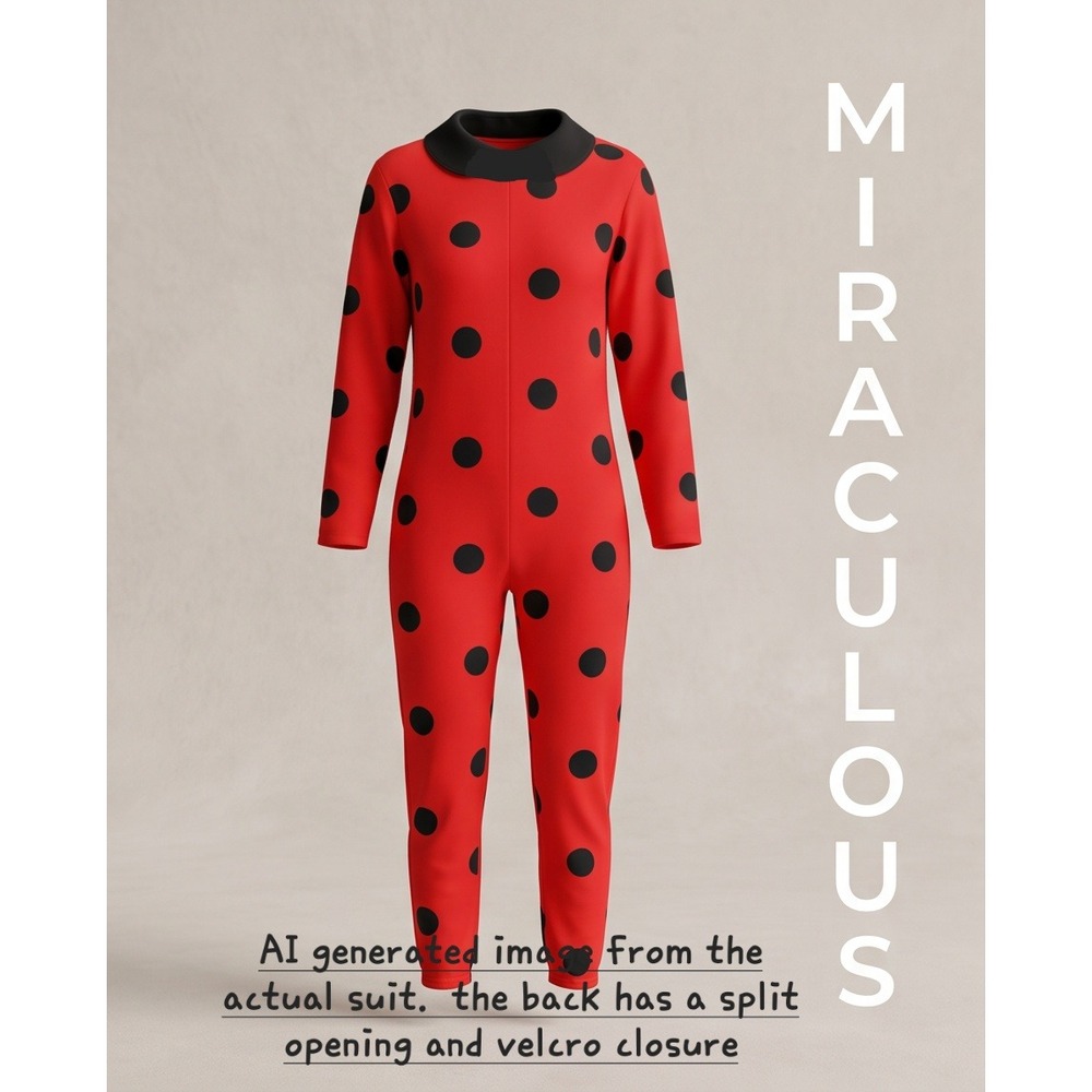 Nickelodeon Miraculous Ladybug Costume Bodysuit Youth Small Red Black Polka Dot